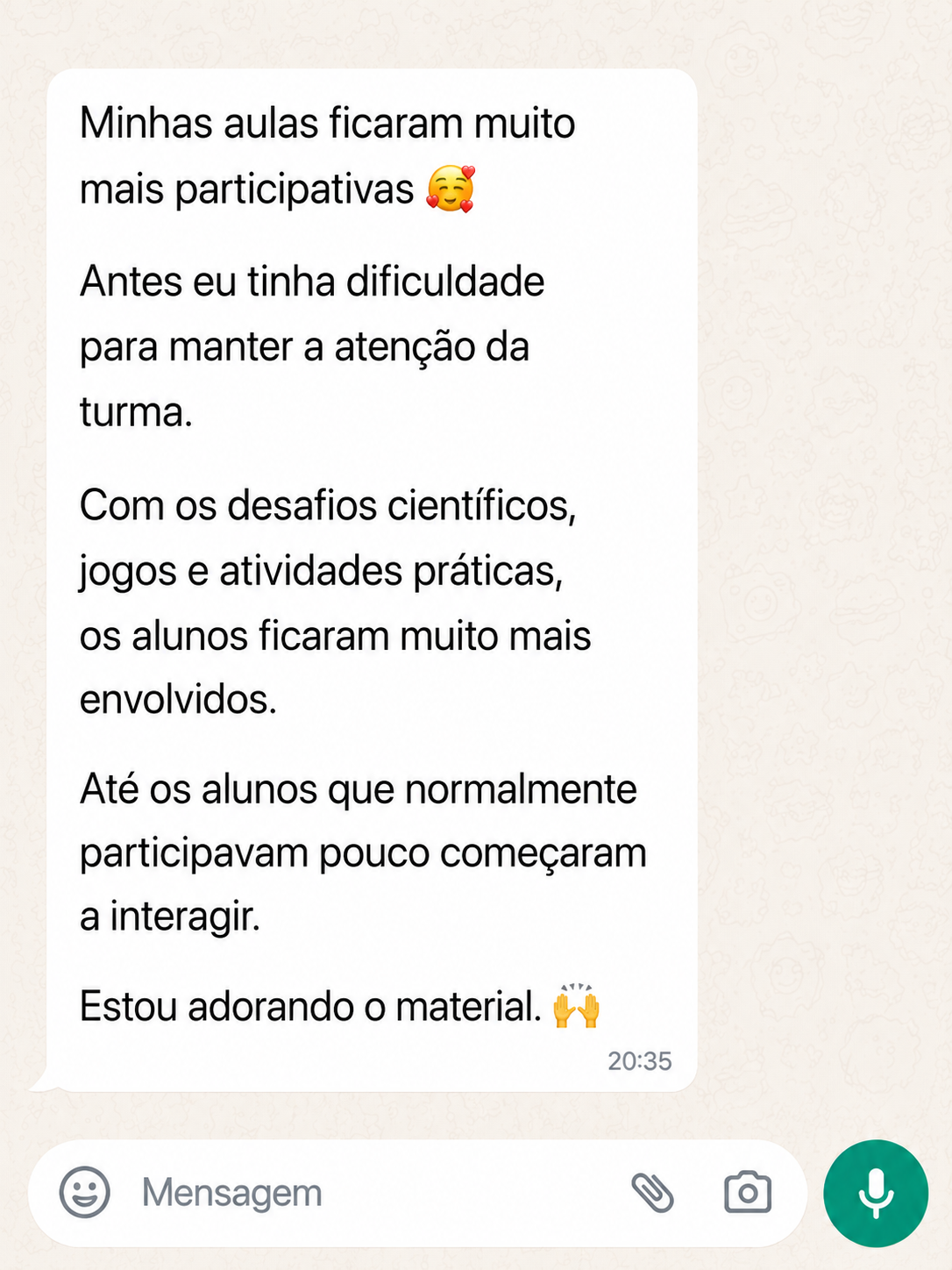 Depoimento de professora