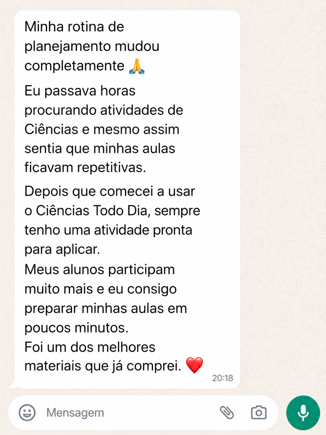 Depoimento de professora