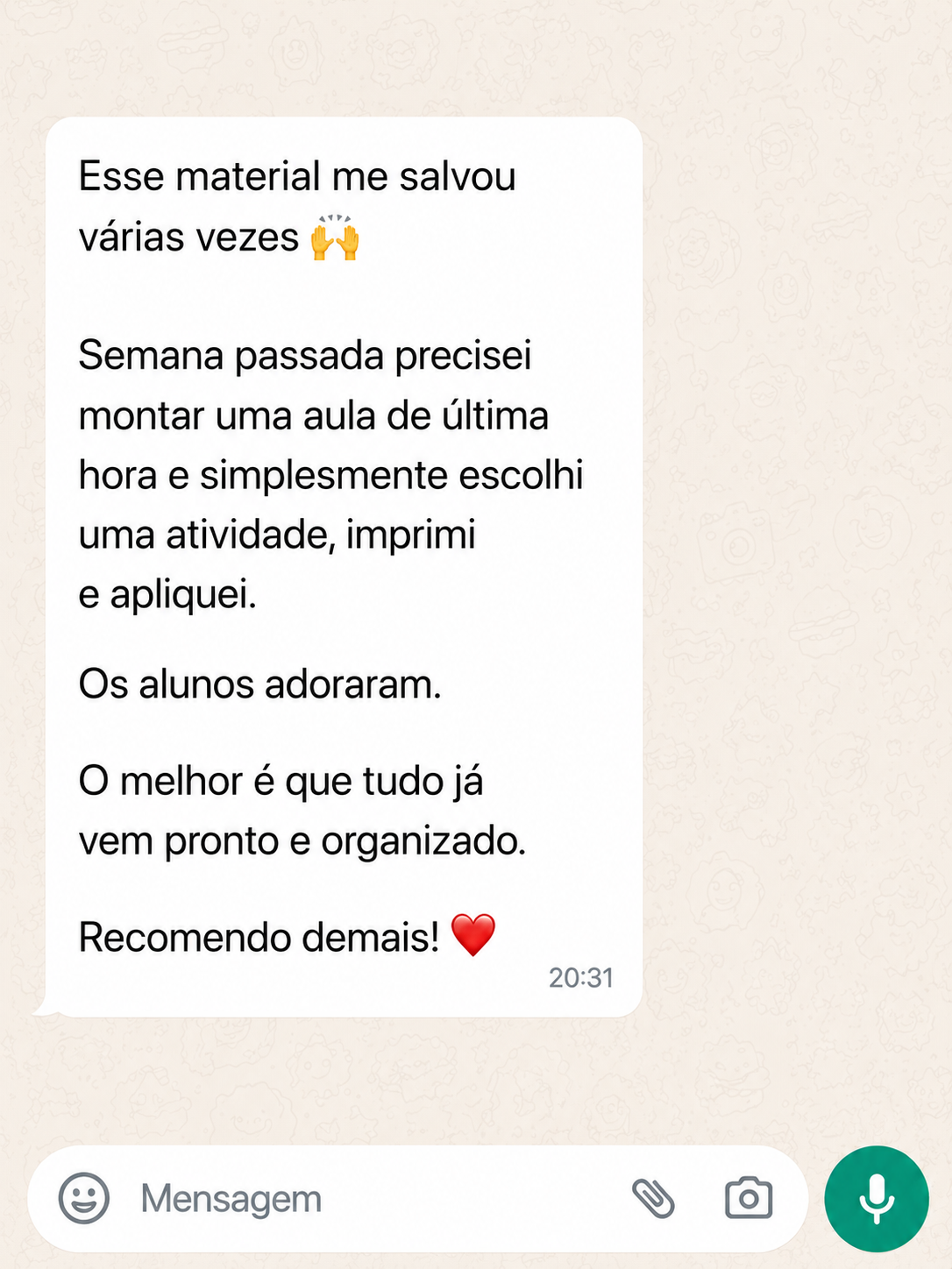 Depoimento de professora
