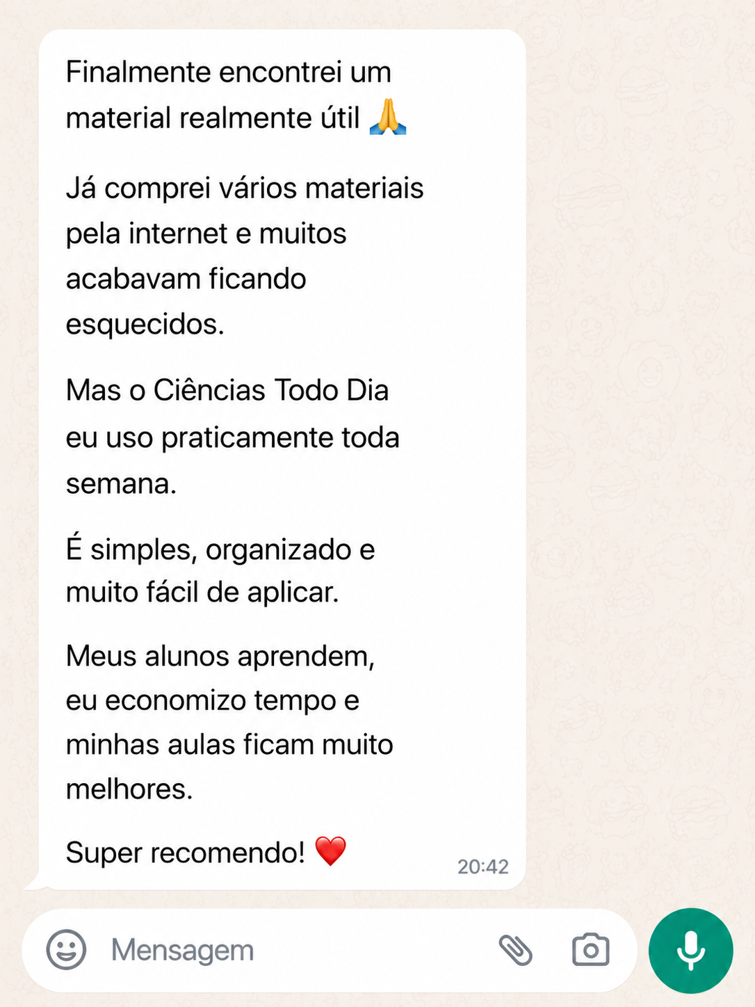 Depoimento de professora