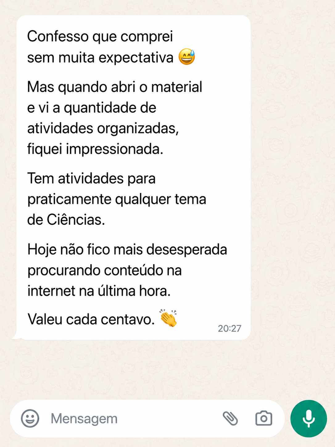 Depoimento de professora