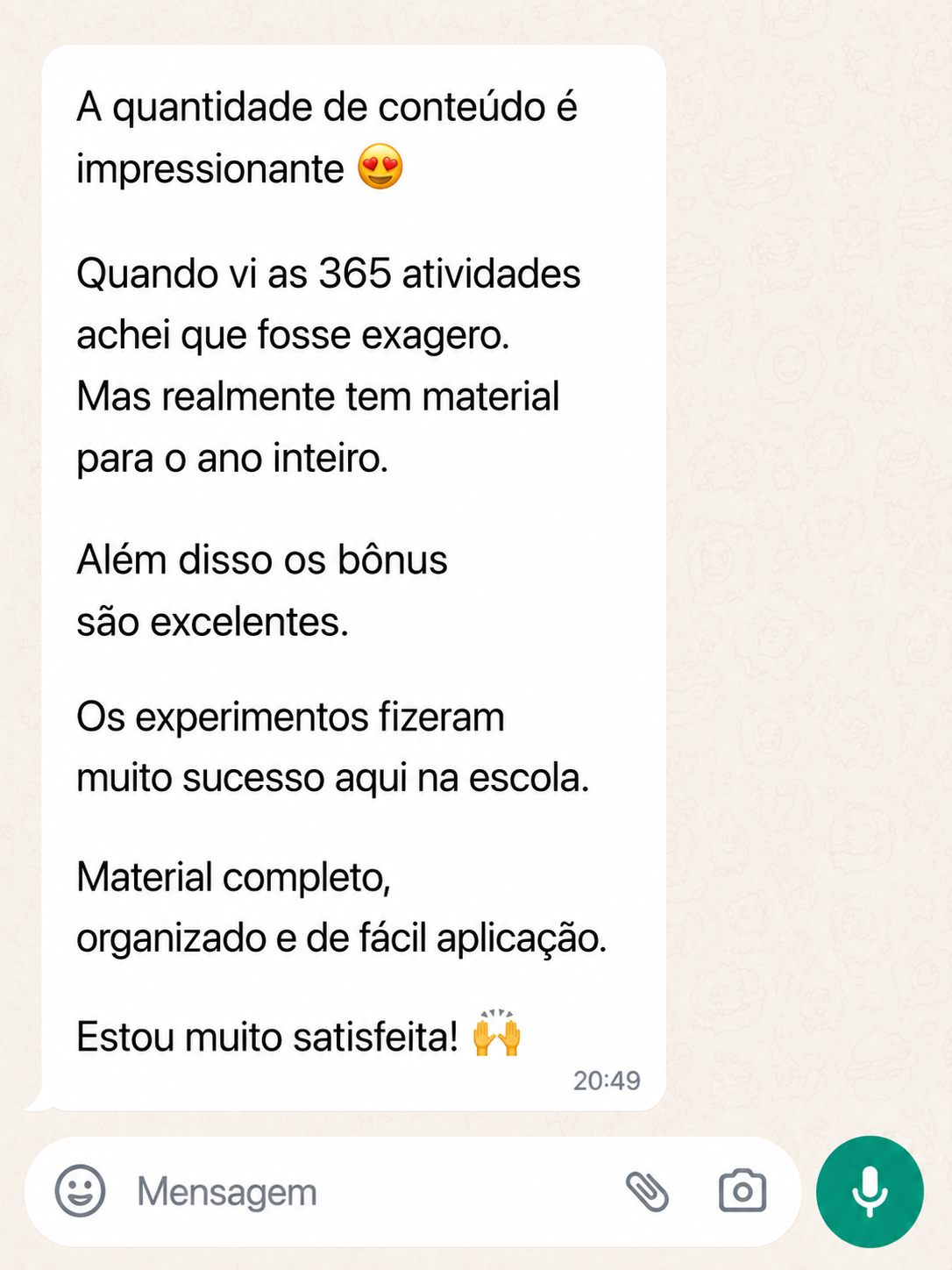 Depoimento de professora