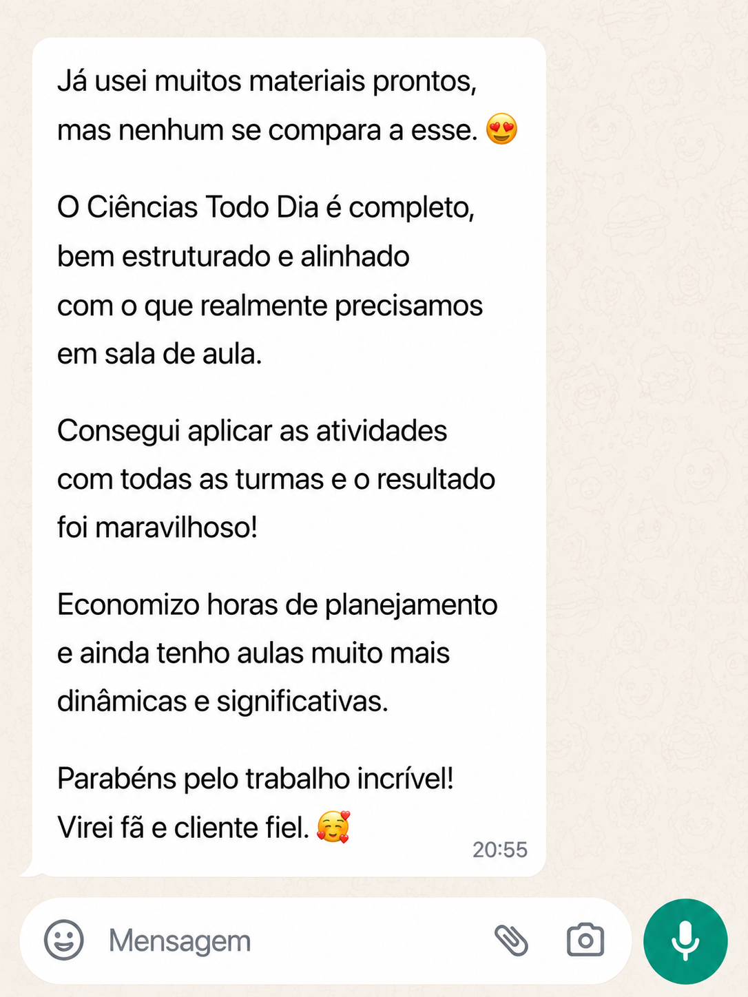 Depoimento de professora